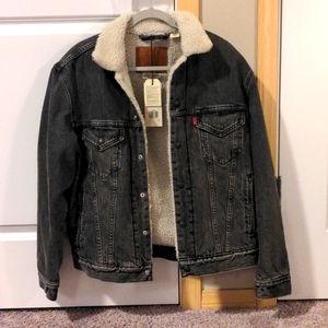 Levi's Premium Vintage Fit Sherpa Trucker Jacket black/gray Men's S Small Rare